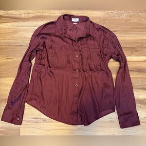 Women's Burgundy Button-Up Shirt